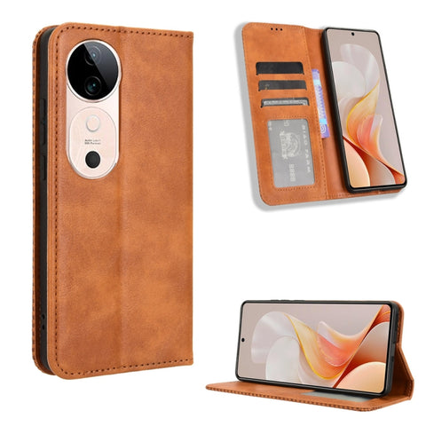 Magnetic Buckle Retro Texture Leather Phone Case, For vivo T3 Pro 5G / iQOO Z9S Pro 5G, For vivo V30e 5G / V40 Lite 5G, For vivo Y58 5G, For vivo S19 Pro 5G / V40 5G, For vivo S19 5G, For vivo Y28 4G, For vivo X100 Ultra 5G, For vivo Y38 5G / Y200i 5G ...