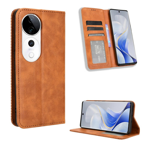 Magnetic Buckle Retro Texture Leather Phone Case, For vivo T3 Pro 5G / iQOO Z9S Pro 5G, For vivo V30e 5G / V40 Lite 5G, For vivo Y58 5G, For vivo S19 Pro 5G / V40 5G, For vivo S19 5G, For vivo Y28 4G, For vivo X100 Ultra 5G, For vivo Y38 5G / Y200i 5G ...