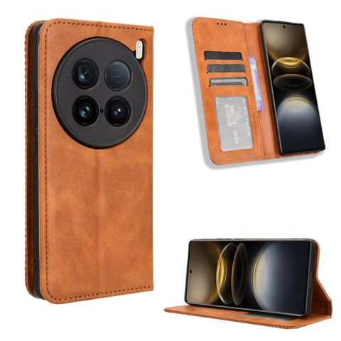 Magnetic Buckle Retro Texture Leather Phone Case, For vivo T3 Pro 5G / iQOO Z9S Pro 5G, For vivo V30e 5G / V40 Lite 5G, For vivo Y58 5G, For vivo S19 Pro 5G / V40 5G, For vivo S19 5G, For vivo Y28 4G, For vivo X100 Ultra 5G, For vivo Y38 5G / Y200i 5G ...