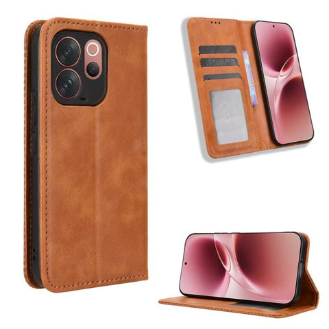 Magnetic Buckle Retro Texture Leather Phone Case, For vivo V80 Lite / iQOO Z11S 5G, For vivo S2 5G / V80 Lite IN/PK, For vivo T5e 4G, For vivo X300 E 5G, For vivo S50 Pro mini / X300 FE 5G Russia, For vivo Y600 Pro 5G, For vivo T5 Pro 5G / iQOO Z11 5G ...