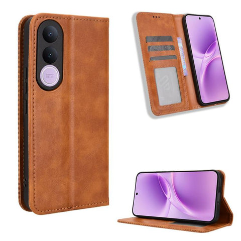 Magnetic Buckle Retro Texture Leather Phone Case, For vivo V80 Lite / iQOO Z11S 5G, For vivo S2 5G / V80 Lite IN/PK, For vivo T5e 4G, For vivo X300 E 5G, For vivo S50 Pro mini / X300 FE 5G Russia, For vivo Y600 Pro 5G, For vivo T5 Pro 5G / iQOO Z11 5G ...