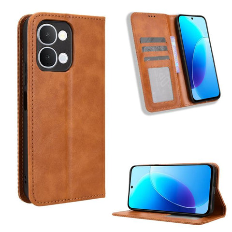 Magnetic Buckle Retro Texture Leather Phone Case, For vivo V80 Lite / iQOO Z11S 5G, For vivo S2 5G / V80 Lite IN/PK, For vivo T5e 4G, For vivo X300 E 5G, For vivo S50 Pro mini / X300 FE 5G Russia, For vivo Y600 Pro 5G, For vivo T5 Pro 5G / iQOO Z11 5G ...