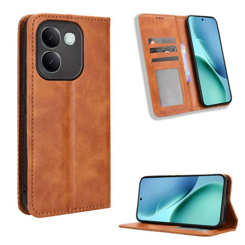 Magnetic Buckle Retro Texture Leather Phone Case, For vivo V80 Lite / iQOO Z11S 5G, For vivo S2 5G / V80 Lite IN/PK, For vivo T5e 4G, For vivo X300 E 5G, For vivo S50 Pro mini / X300 FE 5G Russia, For vivo Y600 Pro 5G, For vivo T5 Pro 5G / iQOO Z11 5G ...