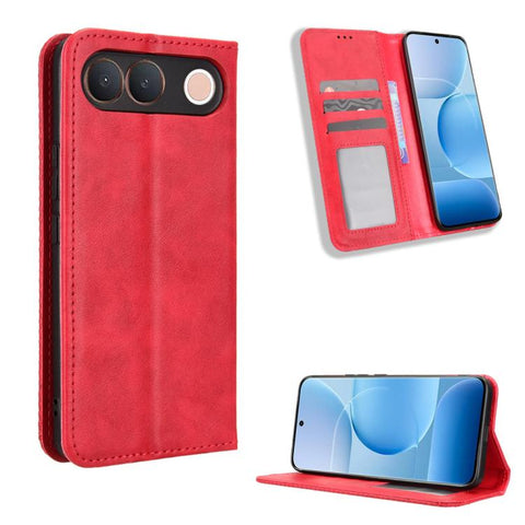 Magnetic Buckle Retro Texture Leather Phone Case, For vivo V80 Lite / iQOO Z11S 5G, For vivo S2 5G / V80 Lite IN/PK, For vivo T5e 4G, For vivo X300 E 5G, For vivo S50 Pro mini / X300 FE 5G Russia, For vivo Y600 Pro 5G, For vivo T5 Pro 5G / iQOO Z11 5G ...