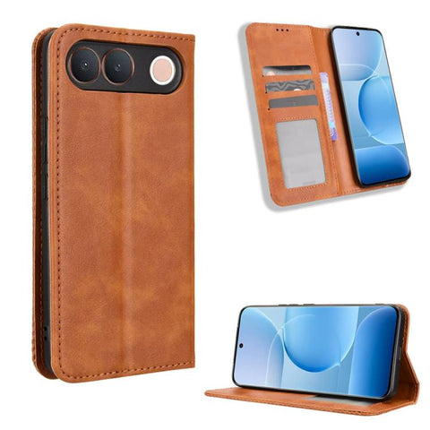 Magnetic Buckle Retro Texture Leather Phone Case, For vivo V80 Lite / iQOO Z11S 5G, For vivo S2 5G / V80 Lite IN/PK, For vivo T5e 4G, For vivo X300 E 5G, For vivo S50 Pro mini / X300 FE 5G Russia, For vivo Y600 Pro 5G, For vivo T5 Pro 5G / iQOO Z11 5G ...