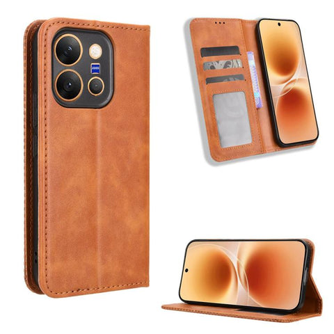 Magnetic Buckle Retro Texture Leather Phone Case, For vivo V80 Lite / iQOO Z11S 5G, For vivo S2 5G / V80 Lite IN/PK, For vivo T5e 4G, For vivo X300 E 5G, For vivo S50 Pro mini / X300 FE 5G Russia, For vivo Y600 Pro 5G, For vivo T5 Pro 5G / iQOO Z11 5G ...