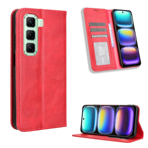 Magnetic Buckle Retro Texture Leather Phone Case, For Infinix Smart 10 / Tecno Pop 10 4G, For Infinix GT 30 Pro 5G, For Infinix Note 50s 5G, For Infinix Note 50x 5G, For Infinix Note 50 Pro+, For Infinix Note 50 4G / Note 50 Pro 4G                     ...