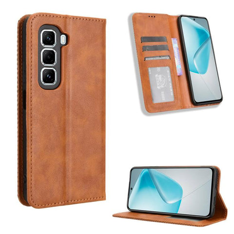 Magnetic Buckle Retro Texture Leather Phone Case, For Infinix Smart 10 / Tecno Pop 10 4G, For Infinix GT 30 Pro 5G, For Infinix Note 50s 5G, For Infinix Note 50x 5G, For Infinix Note 50 Pro+, For Infinix Note 50 4G / Note 50 Pro 4G                     ...
