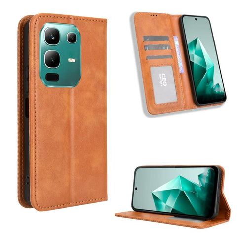 Magnetic Buckle Retro Texture Leather Phone Case, For Infinix Smart 10 / Tecno Pop 10 4G, For Infinix GT 30 Pro 5G, For Infinix Note 50s 5G, For Infinix Note 50x 5G, For Infinix Note 50 Pro+, For Infinix Note 50 4G / Note 50 Pro 4G                     ...