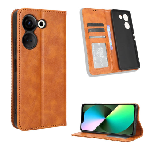 Magnetic Buckle Retro Texture Leather Phone Case, For Tecno Pova 6 Pro 5G, For Tecno Spark 20 Pro+ 4G, For Tecno Spark 20 Pro 4G, For Tecno Spark Go 2024, For Tecno Spark 20 4G, For Tecno Pova 5 Pro LH8n, For Tecno Pova Neo 3, For Tenco Pova 5 4G      ...