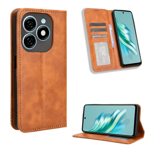 Magnetic Buckle Retro Texture Leather Phone Case, For Tecno Pova 6 Pro 5G, For Tecno Spark 20 Pro+ 4G, For Tecno Spark 20 Pro 4G, For Tecno Spark Go 2024, For Tecno Spark 20 4G, For Tecno Pova 5 Pro LH8n, For Tecno Pova Neo 3, For Tenco Pova 5 4G      ...