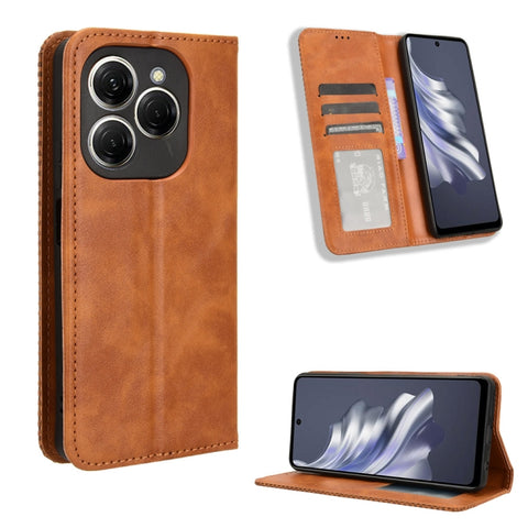 Magnetic Buckle Retro Texture Leather Phone Case, For Tecno Pova 6 Pro 5G, For Tecno Spark 20 Pro+ 4G, For Tecno Spark 20 Pro 4G, For Tecno Spark Go 2024, For Tecno Spark 20 4G, For Tecno Pova 5 Pro LH8n, For Tecno Pova Neo 3, For Tenco Pova 5 4G      ...