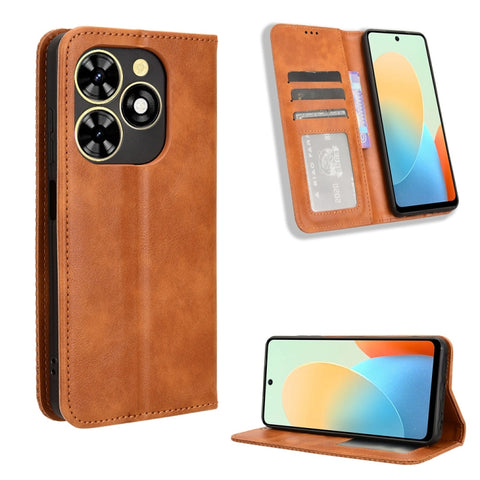 Magnetic Buckle Retro Texture Leather Phone Case, For Tecno Pova 6 Pro 5G, For Tecno Spark 20 Pro+ 4G, For Tecno Spark 20 Pro 4G, For Tecno Spark Go 2024, For Tecno Spark 20 4G, For Tecno Pova 5 Pro LH8n, For Tecno Pova Neo 3, For Tenco Pova 5 4G      ...