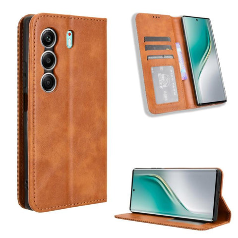 Magnetic Buckle Retro Texture Leather Phone Case, For Tecno Pova 7 Pro 5G, For Tecno Pova 7 5G, For Tecno Spark 40 Pro+ 4G, For Tecno Spark 40 Pro 4G, For Tecno Spark 40 4G, For Tecno Pova 7 Ultra 5G, For Tecno Pova 7 4G, For Tecno Spark Go 2 4G       ...