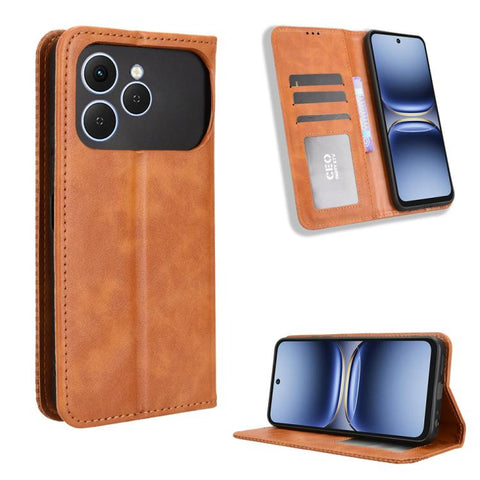 Magnetic Buckle Retro Texture Leather Phone Case, For Tecno Pova 7 Pro 5G, For Tecno Pova 7 5G, For Tecno Spark 40 Pro+ 4G, For Tecno Spark 40 Pro 4G, For Tecno Spark 40 4G, For Tecno Pova 7 Ultra 5G, For Tecno Pova 7 4G, For Tecno Spark Go 2 4G       ...