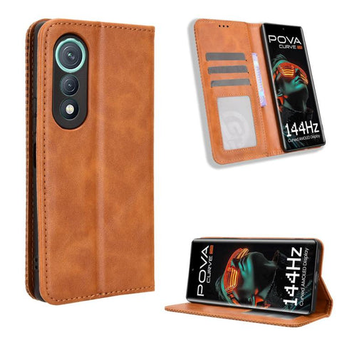 Magnetic Buckle Retro Texture Leather Phone Case, For Tecno Pova 7 Pro 5G, For Tecno Pova 7 5G, For Tecno Spark 40 Pro+ 4G, For Tecno Spark 40 Pro 4G, For Tecno Spark 40 4G, For Tecno Pova 7 Ultra 5G, For Tecno Pova 7 4G, For Tecno Spark Go 2 4G       ...