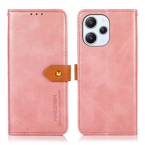 KHAZNEH Dual-color Cowhide Texture Flip Leather Phone Case, For Xiaomi Redmi Note 12S 4G, For Xiaomi Redmi 12 4G