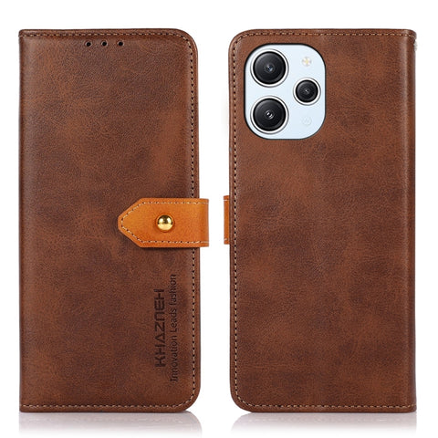 KHAZNEH Dual-color Cowhide Texture Flip Leather Phone Case, For Xiaomi Redmi Note 12S 4G, For Xiaomi Redmi 12 4G