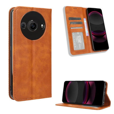 Magnetic Buckle Retro Texture Leather Phone Case, For Sharp Aquos wish6, For Sharp Aquos R11, For Sharp Aquos Sense10, For Sharp Aquos R10, For Sharp Aquos wish5, For Sharp Basio Active3, For Sharp Aquos Sense9, For Sharp Aquos R9 Pro                  ...