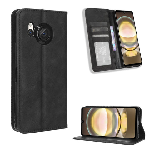 Magnetic Buckle Retro Texture Leather Phone Case, For Sharp Aquos R8, For Sharp Mamorino6