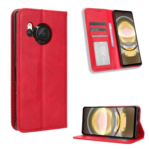Magnetic Buckle Retro Texture Leather Phone Case, For Sharp Aquos R8, For Sharp Mamorino6