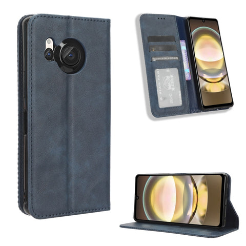 Magnetic Buckle Retro Texture Leather Phone Case, For Sharp Aquos R8, For Sharp Mamorino6