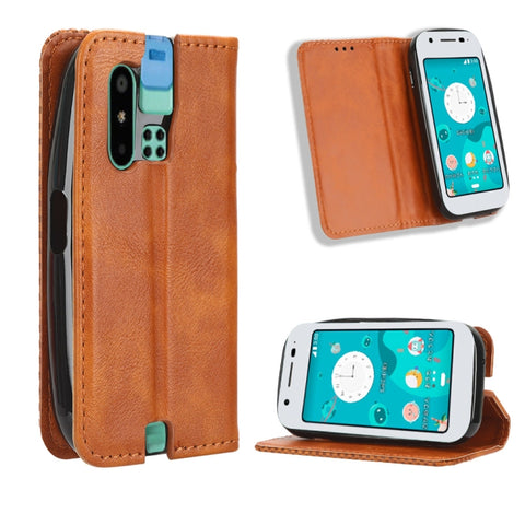Magnetic Buckle Retro Texture Leather Phone Case, For Sharp Aquos R8, For Sharp Mamorino6