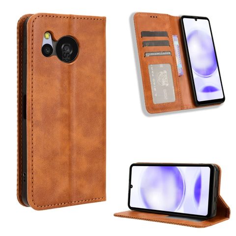 Magnetic Buckle Retro Texture Leather Phone Case, For Sharp Aquos wish6, For Sharp Aquos R11, For Sharp Aquos Sense10, For Sharp Aquos R10, For Sharp Aquos wish5, For Sharp Basio Active3, For Sharp Aquos Sense9, For Sharp Aquos R9 Pro                  ...