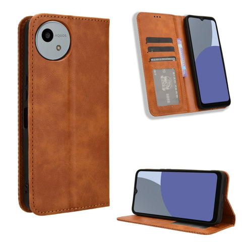 Magnetic Buckle Retro Texture Leather Phone Case, For Sharp Aquos wish6, For Sharp Aquos R11, For Sharp Aquos Sense10, For Sharp Aquos R10, For Sharp Aquos wish5, For Sharp Basio Active3, For Sharp Aquos Sense9, For Sharp Aquos R9 Pro                  ...