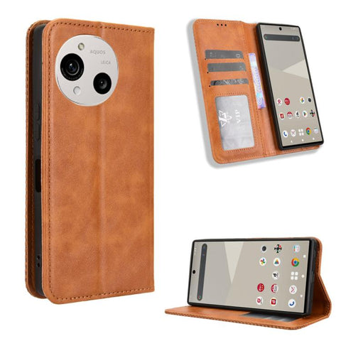 Magnetic Buckle Retro Texture Leather Phone Case, For Sharp Aquos wish6, For Sharp Aquos R11, For Sharp Aquos Sense10, For Sharp Aquos R10, For Sharp Aquos wish5, For Sharp Basio Active3, For Sharp Aquos Sense9, For Sharp Aquos R9 Pro                  ...
