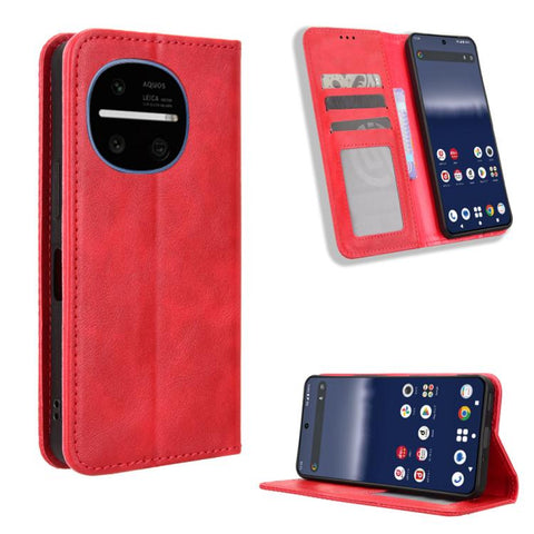 Magnetic Buckle Retro Texture Leather Phone Case, For Sharp Aquos wish6, For Sharp Aquos R11, For Sharp Aquos Sense10, For Sharp Aquos R10, For Sharp Aquos wish5, For Sharp Basio Active3, For Sharp Aquos Sense9, For Sharp Aquos R9 Pro                  ...