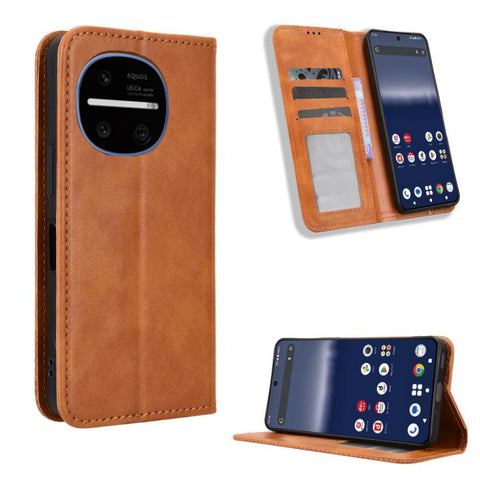 Magnetic Buckle Retro Texture Leather Phone Case, For Sharp Aquos wish6, For Sharp Aquos R11, For Sharp Aquos Sense10, For Sharp Aquos R10, For Sharp Aquos wish5, For Sharp Basio Active3, For Sharp Aquos Sense9, For Sharp Aquos R9 Pro                  ...