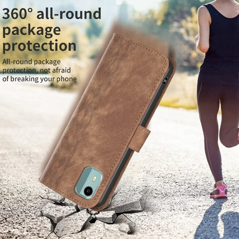 Plaid Embossed Leather Phone Case, For Nokia C12, For Nokia G42/G310, For Nokia C22, For Nokia C32, For Nokia G21 / G11, For Nokia G22
