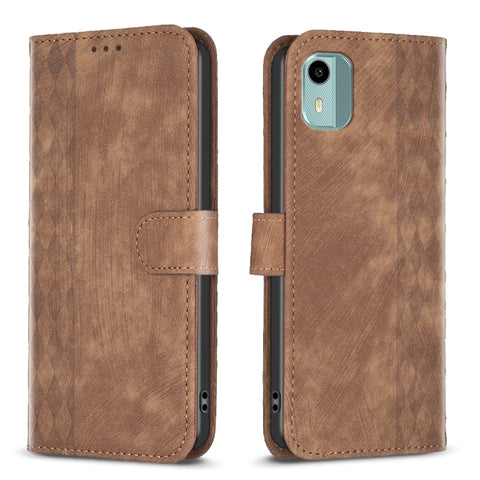 Plaid Embossed Leather Phone Case, For Nokia C12, For Nokia G42/G310, For Nokia C22, For Nokia C32, For Nokia G21 / G11, For Nokia G22