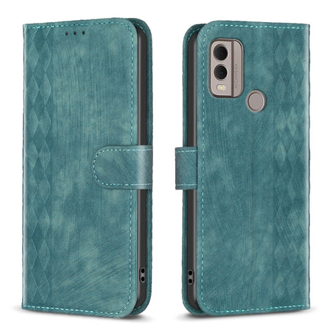 Plaid Embossed Leather Phone Case, For Nokia C12, For Nokia G42/G310, For Nokia C22, For Nokia C32, For Nokia G21 / G11, For Nokia G22