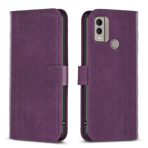 Plaid Embossed Leather Phone Case, For Nokia C12, For Nokia G42/G310, For Nokia C22, For Nokia C32, For Nokia G21 / G11, For Nokia G22