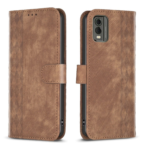 Plaid Embossed Leather Phone Case, For Nokia C12, For Nokia G42/G310, For Nokia C22, For Nokia C32, For Nokia G21 / G11, For Nokia G22