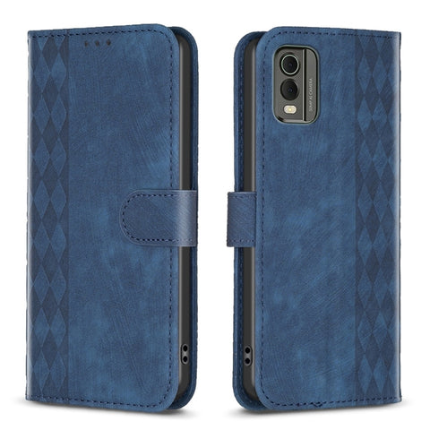 Plaid Embossed Leather Phone Case, For Nokia C12, For Nokia G42/G310, For Nokia C22, For Nokia C32, For Nokia G21 / G11, For Nokia G22