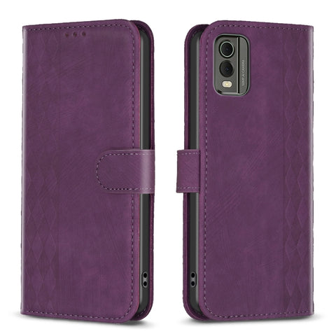 Plaid Embossed Leather Phone Case, For Nokia C12, For Nokia G42/G310, For Nokia C22, For Nokia C32, For Nokia G21 / G11, For Nokia G22