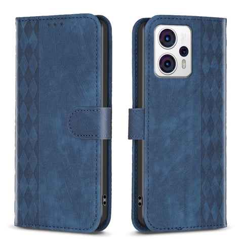 Plaid Embossed Leather Phone Case, For Motorola Moto E13 4G, For Motorola Moto G14 4G, For Motorola Moto G13 4G /G53 5G, For Motorola Moto G73 5G