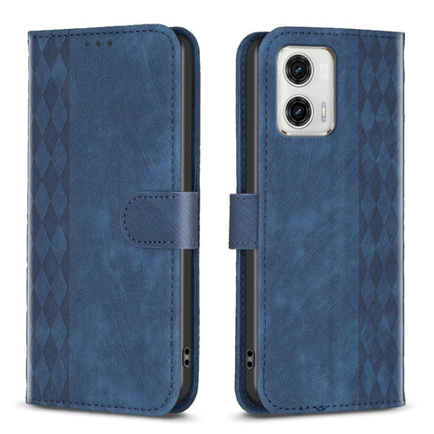 Plaid Embossed Leather Phone Case, For Motorola Moto E13 4G, For Motorola Moto G14 4G, For Motorola Moto G13 4G /G53 5G, For Motorola Moto G73 5G