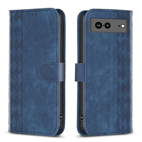 Plaid Embossed Leather Phone Case, For Google Pixel 7, For Google Pixel 7a, For Google Pixel 7 Pro, For Google Pixel 8, For Google Pixel 8 Pro