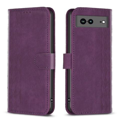 Plaid Embossed Leather Phone Case, For Google Pixel 7, For Google Pixel 7a, For Google Pixel 7 Pro, For Google Pixel 8, For Google Pixel 8 Pro