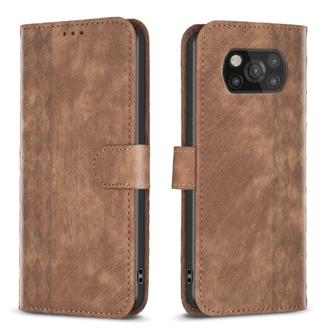 Plaid Embossed Leather Phone Case, For Xiaomi Poco M3 CN Version, For Xiaomi Poco X3 / X3 NFC, For Xiaomi Redmi 9A, For Xiaomi Redmi 9, For Xiaomi Redmi 9C, For Xiaomi Redmi Note 9, For Xiaomi Redmi Note 9 Pro