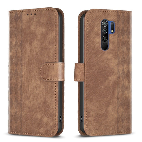 Plaid Embossed Leather Phone Case, For Xiaomi Poco M3 CN Version, For Xiaomi Poco X3 / X3 NFC, For Xiaomi Redmi 9A, For Xiaomi Redmi 9, For Xiaomi Redmi 9C, For Xiaomi Redmi Note 9, For Xiaomi Redmi Note 9 Pro