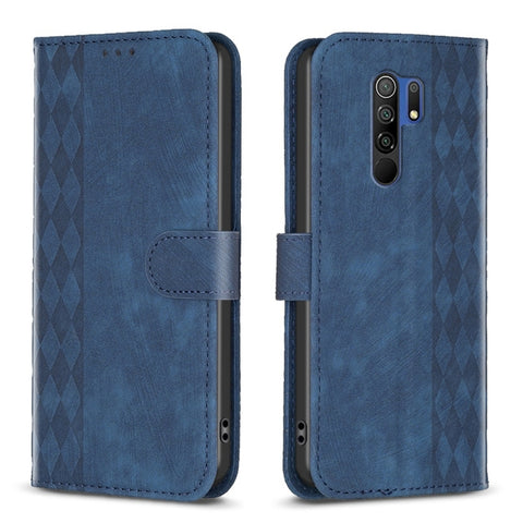 Plaid Embossed Leather Phone Case, For Xiaomi Poco M3 CN Version, For Xiaomi Poco X3 / X3 NFC, For Xiaomi Redmi 9A, For Xiaomi Redmi 9, For Xiaomi Redmi 9C, For Xiaomi Redmi Note 9, For Xiaomi Redmi Note 9 Pro