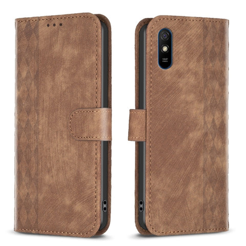 Plaid Embossed Leather Phone Case, For Xiaomi Poco M3 CN Version, For Xiaomi Poco X3 / X3 NFC, For Xiaomi Redmi 9A, For Xiaomi Redmi 9, For Xiaomi Redmi 9C, For Xiaomi Redmi Note 9, For Xiaomi Redmi Note 9 Pro