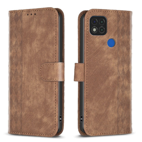 Plaid Embossed Leather Phone Case, For Xiaomi Poco M3 CN Version, For Xiaomi Poco X3 / X3 NFC, For Xiaomi Redmi 9A, For Xiaomi Redmi 9, For Xiaomi Redmi 9C, For Xiaomi Redmi Note 9, For Xiaomi Redmi Note 9 Pro