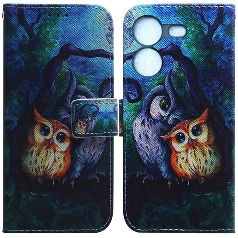 Coloured Drawing Flip Leather Phone Case, For Tecno Pova 5