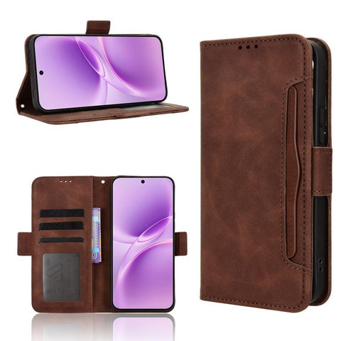 Skin Feel Calf Texture Card Slots Leather Phone Case, For vivo V80 Lite / iQOO Z11S 5G, For vivo S2 5G / V80 Lite IN/PK, For vivo T5e 4G, For vivo X300 E 5G, For vivo S50 Pro mini / X300 FE 5G Russia, For vivo Y600 Pro 5G, For vivo T5 Pro 5G / iQOO Z11...